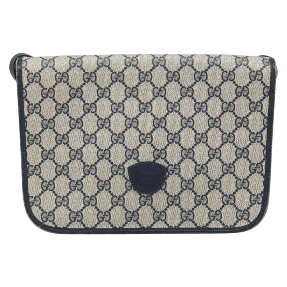 Gucci GG Supreme Shoulder Bag Navy Gold 001 116 Blue